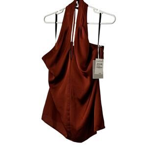 Chelsea 28 Halter Strappy Back Top Rust Henna Women Size Medium NWT